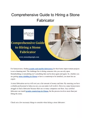 Comprehensive Guide to Hiring a Stone Fabricator