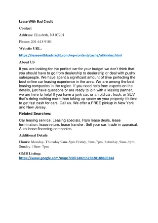 lease with bad credit