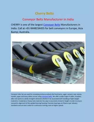 Conveyor Belts Manufacturer in India