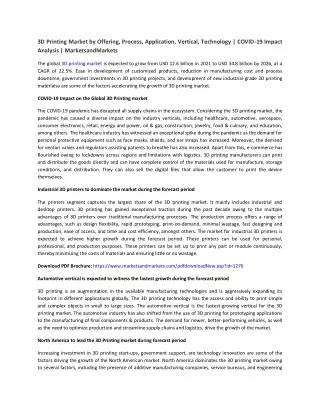 3d printing market by offering process