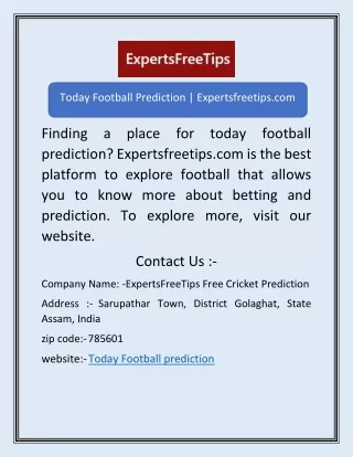 today football prediction expertsfreetips com
