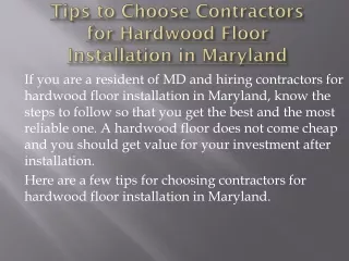 hardwood floorinstallation Maryland