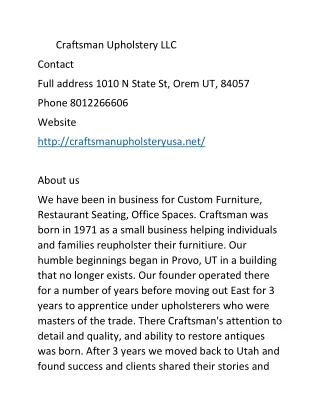 Craftsman Upholstery LLC
