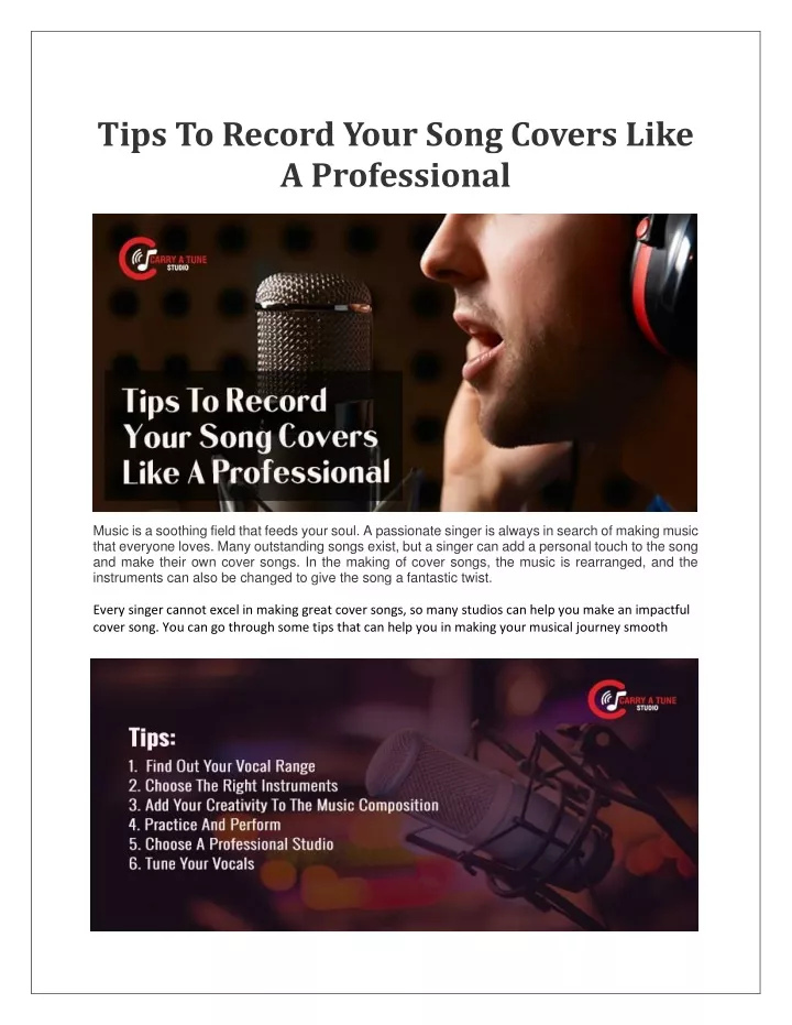 tips to record your song covers like