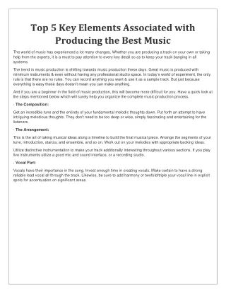 Top 5 Key Elements Associated with Producing the Best Music