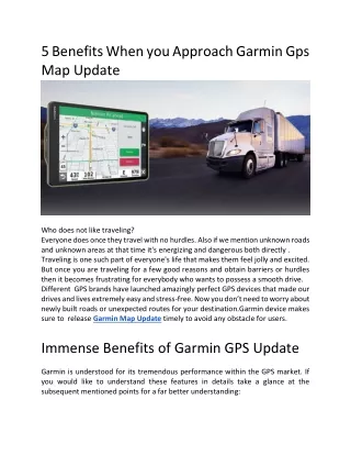 5 Benefits When you Approach Garmin Map Update