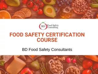 Food Safety Certification Course in Your Area