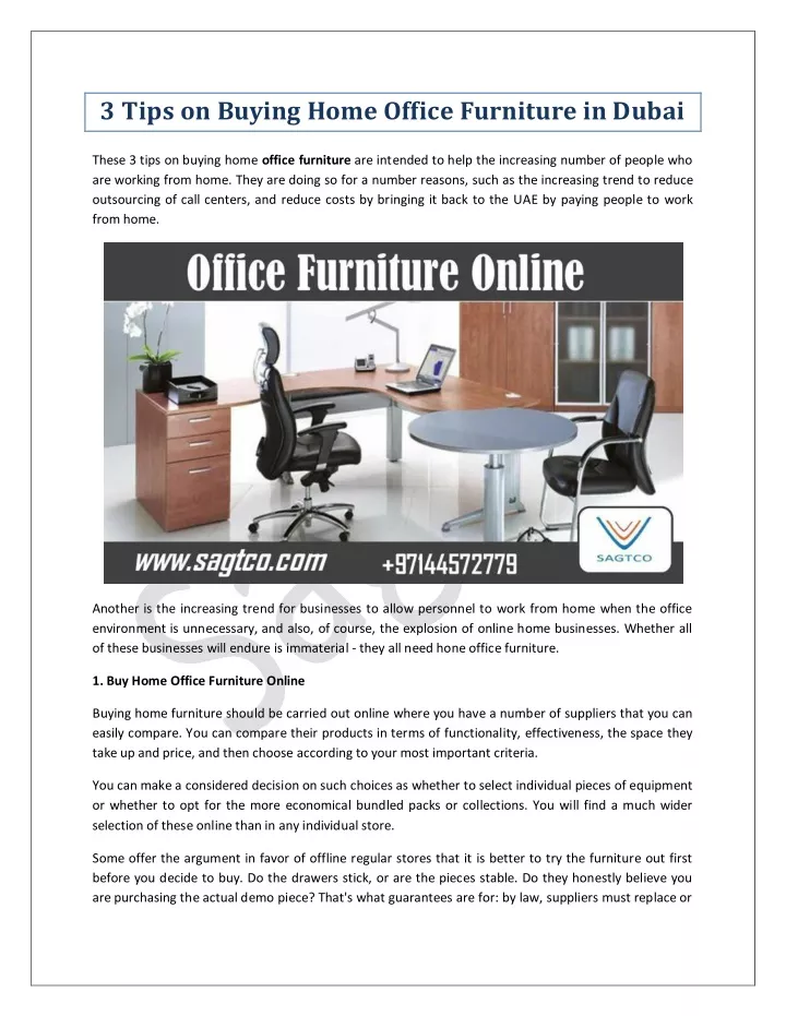 3 tips on buying home office furniture in dubai