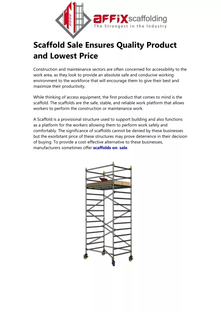 scaffold sale ensures quality product and lowest