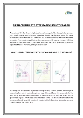 Birth Certificate attestation in Hyderabad