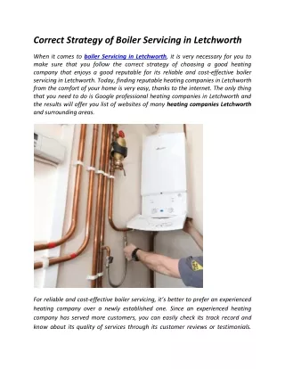 Correct Strategy of Boiler Servicing in Letchworth