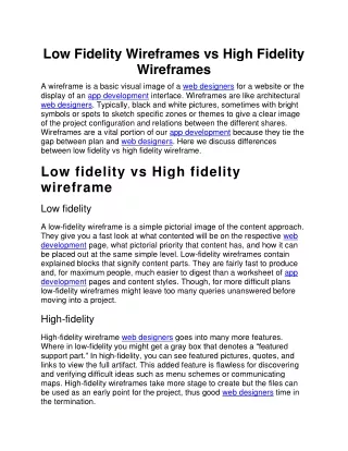 low fidelity wireframes vs high fidelity