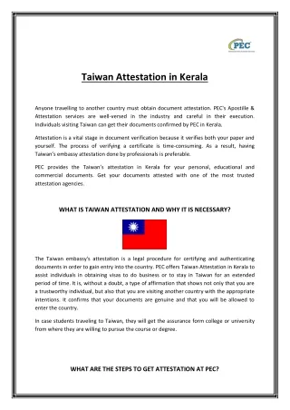 Taiwan Attestation in Kerala