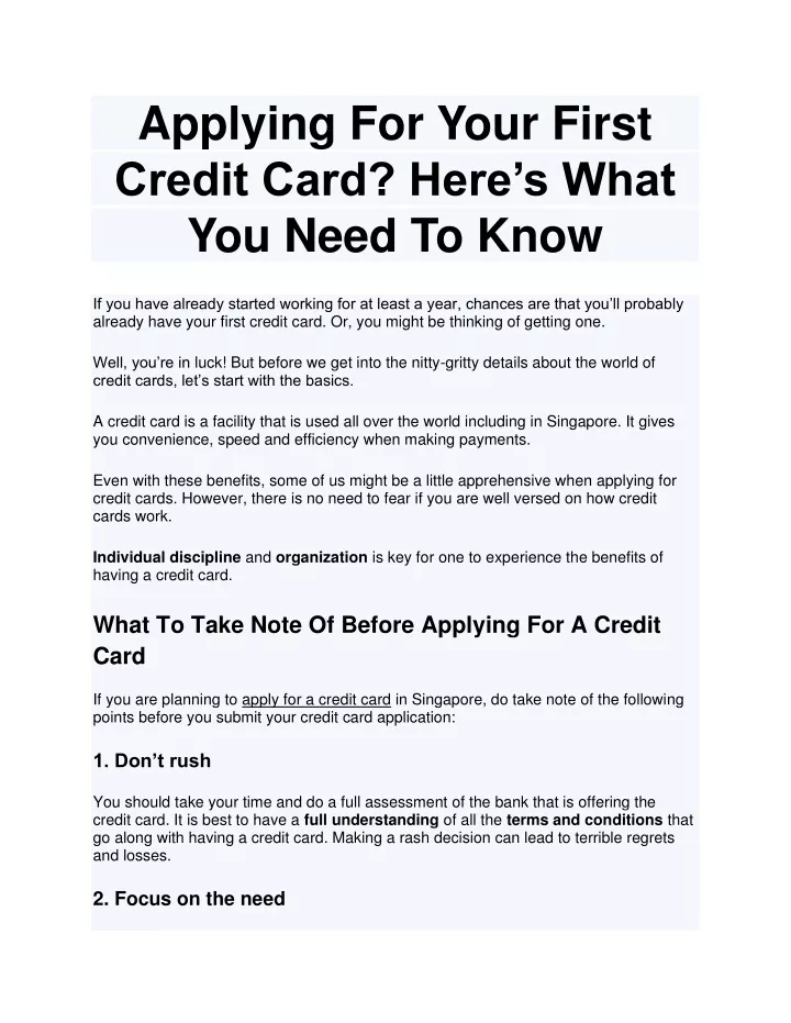 applying for your first credit card here s what