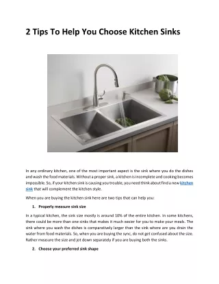 2 Tips To Help You Choose Kitchen Sinks