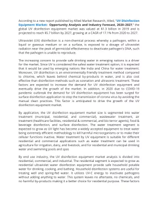 UV Disinfection Equipment Market