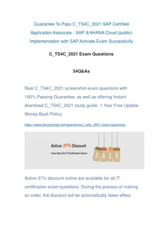guarantee to pass c ts4c 2021 sap certified