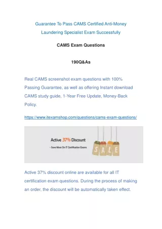 guarantee to pass cams certified anti money