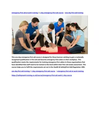 emergency first aid at work training