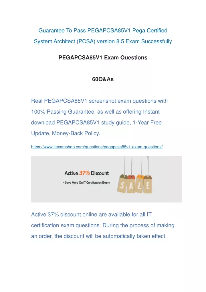 guarantee to pass pegapcsa85v1 pega certified