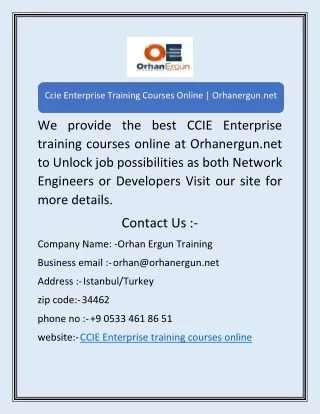 Ccie Enterprise Training Courses Online | Orhanergun.net