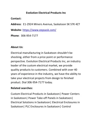 evolution electrical products inc