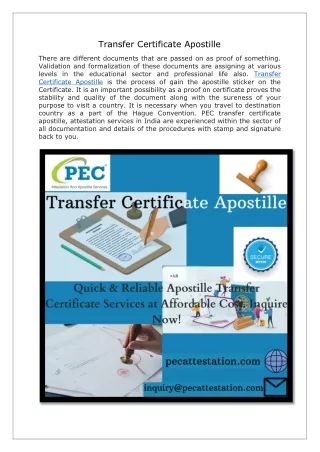 Transfer Certificate Apostille