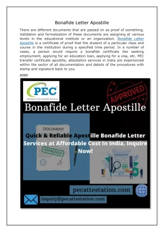 Bonafide Letter Apostille