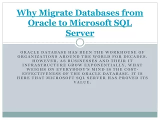 why migrate databases from oracle to microsoft sql server