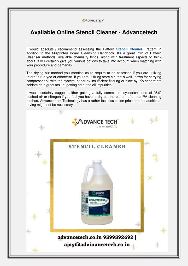 available online stencil cleaner advancetech