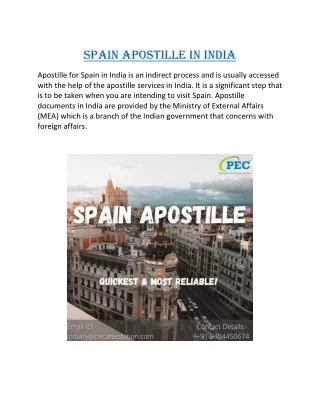 SPAIN APOSTILLE IN INDIA