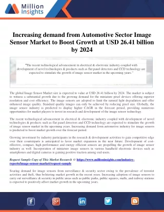 Increasing demand from Automotive Sector Image Sensor Market to Boost Growth at