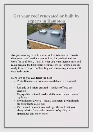 get your roof renovated or built by experts