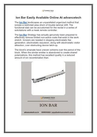 ion bar easily available online at advancetech