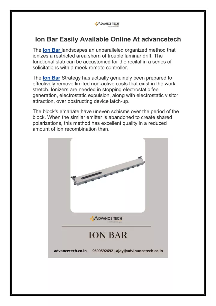 ion bar easily available online at advancetech