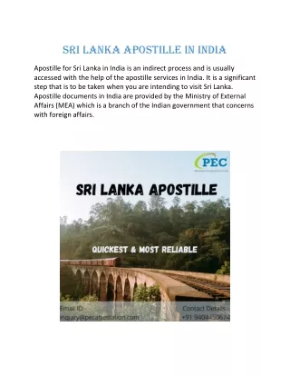 Sri Lanka Apostille in India