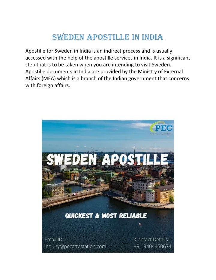 sweden apostille in india