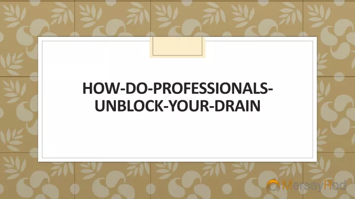 how do professionals unblock your drain