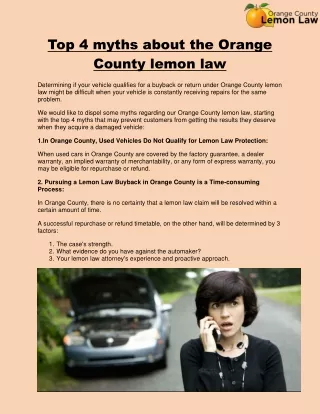 top 4 myths about the orange county lemon law