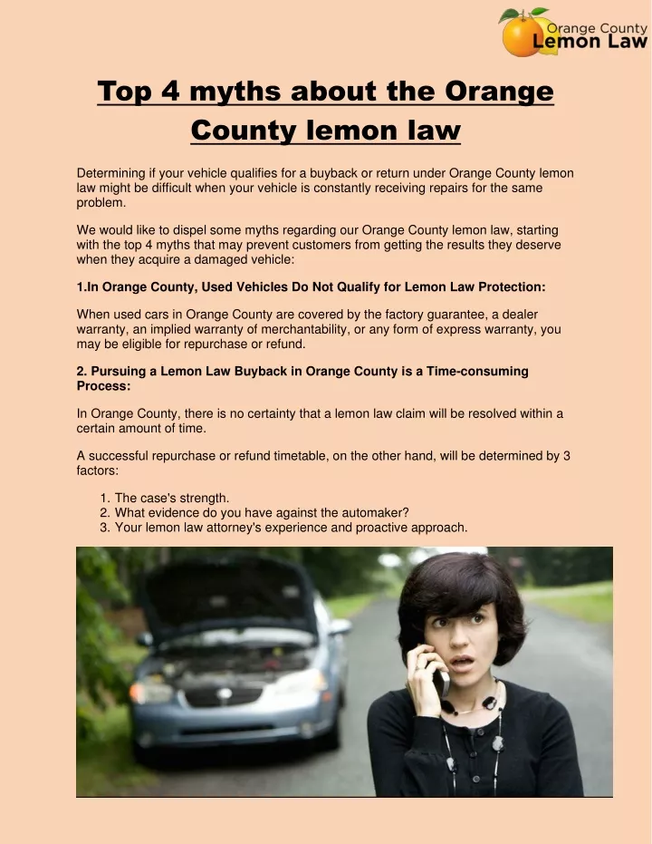 top 4 myths about the orange county lemon law