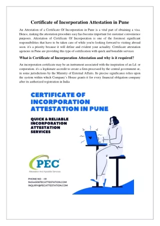 2 Certificate of Incorporation Attestation in Pune