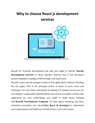 why to choose react js development services