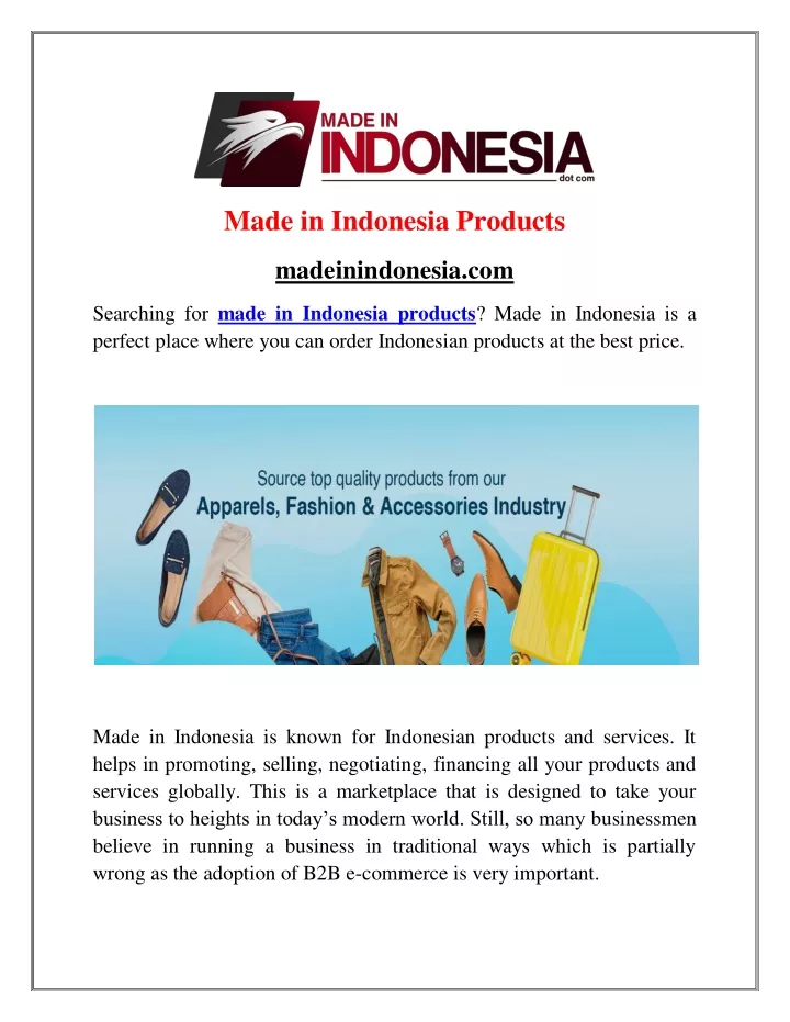 made in indonesia products