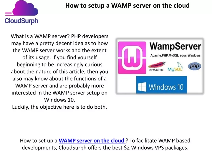how to setup a wamp server on the cloud