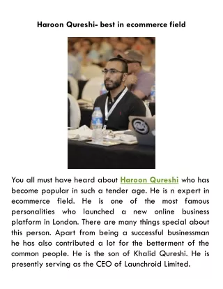 Haroon Qureshi- best in ecommerce field