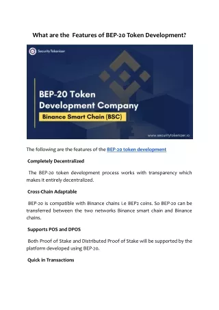 what are the features of bep 20 token development