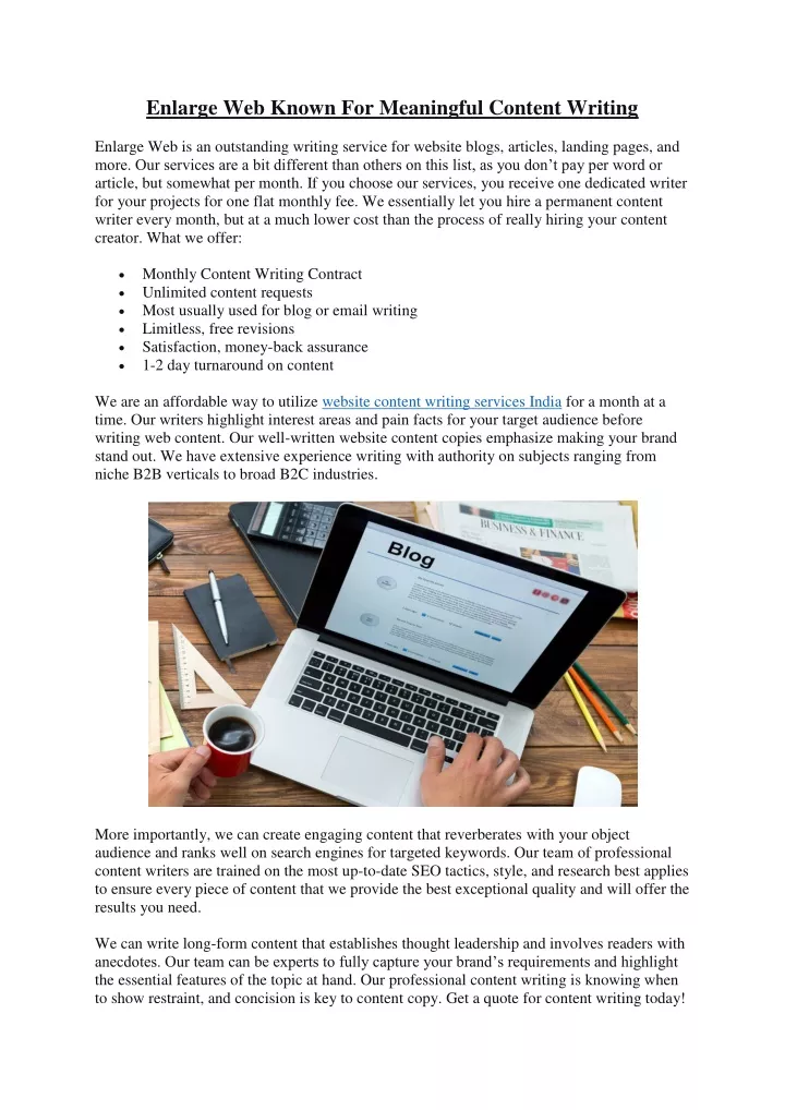 enlarge web known for meaningful content writing