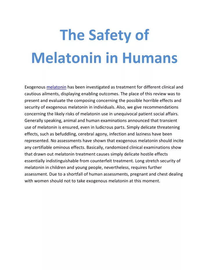 the safety of melatonin in humans
