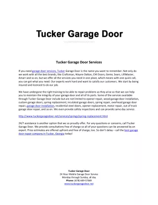 Tucker Garage Door Services