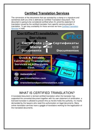 Certified Translation Services